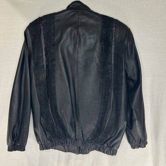 Vintage Comint Black Leather Jacket w/shoulder pads Women's Large Argentina - Picture 3 of 12